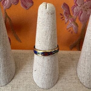 Cloisonné Blue Enamel Band Ring